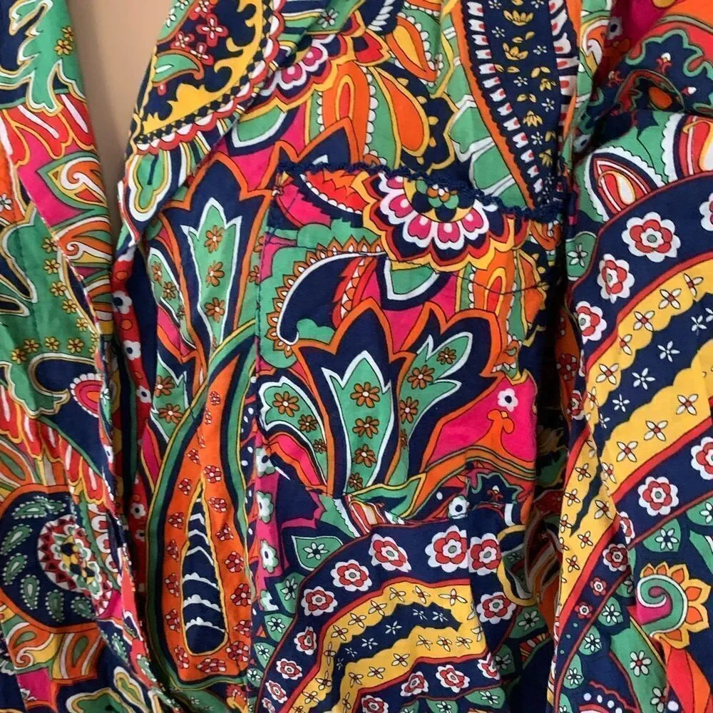 Vera Bradley Bright Paisley Pajama Top sz L EUC